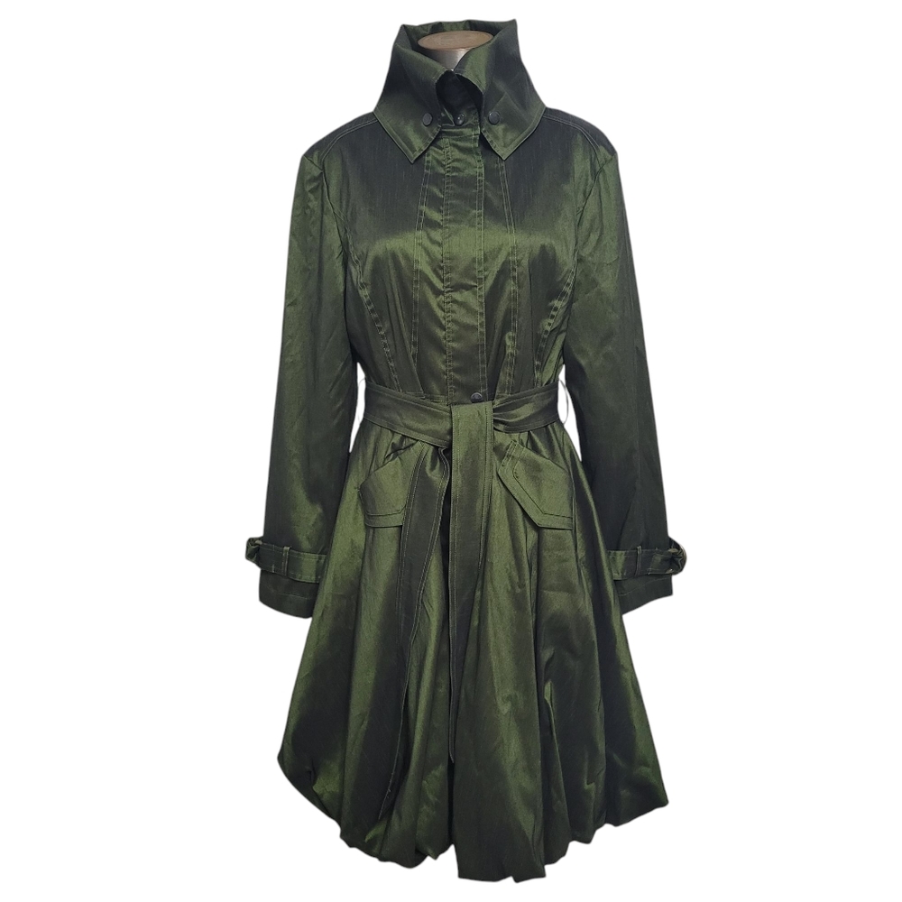 Samuel Dong Classic bubble dress Trench coat Night Green Size M